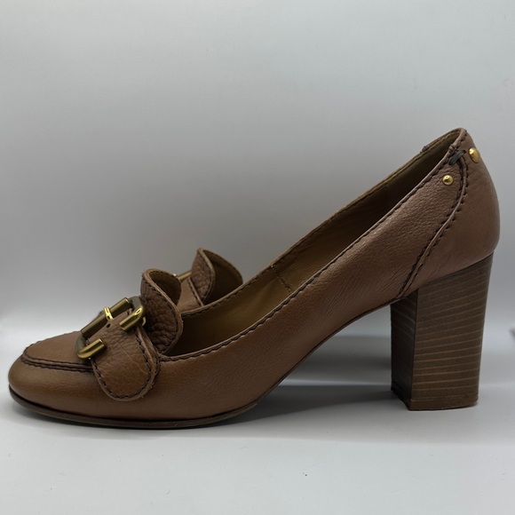 Chloe Brown Leather Loafer Heels, EU 38 US 7.5 - Picture 4 of 12